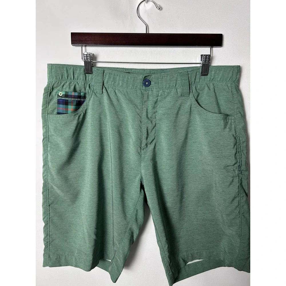 William Murray Shorts Mens 36 Green Straight Fit Golf Chino Stretch Casual - Picture 2 of 8